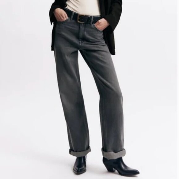 NWT ZARA ZW THE ‘90S WIDE LEG JEANS Gray marl - Picture 2 of 6